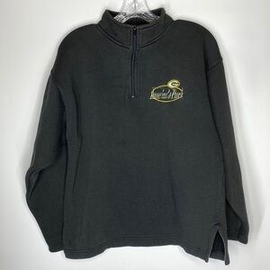 Vintage Fans Gear Green Bay Packers Black 1/4 Zip Sweatshirt Large